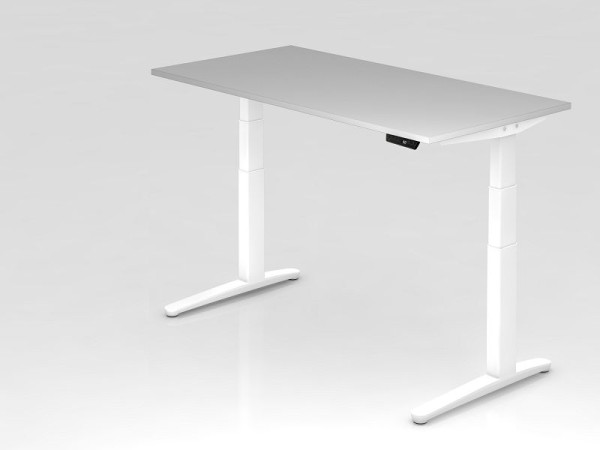 Hammerbacher elektrisch zit-sta bureau 160x80cm grijs/wit, rechthoekige vorm, VXBHM16/5/WW