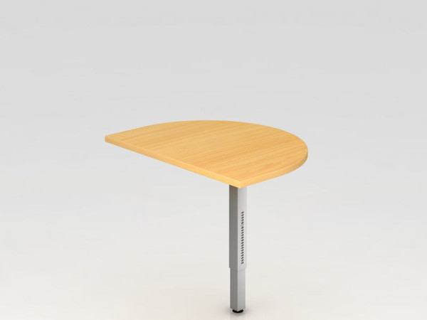 Hammerbacher aanschuiftafel met steunpoot, vierkant, 60x80cm beuken/zilver, afgerond voor bevestiging aan een bureau, VRA60/6/S