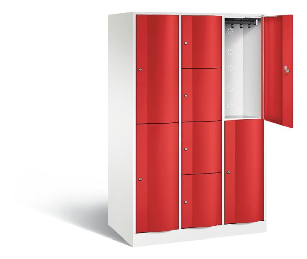 C+P XL combinatie lockerkast Resisto, H1950xB1148xD640mm, kleur: verkeerswit / vuurrood, 8070-3732 S10033