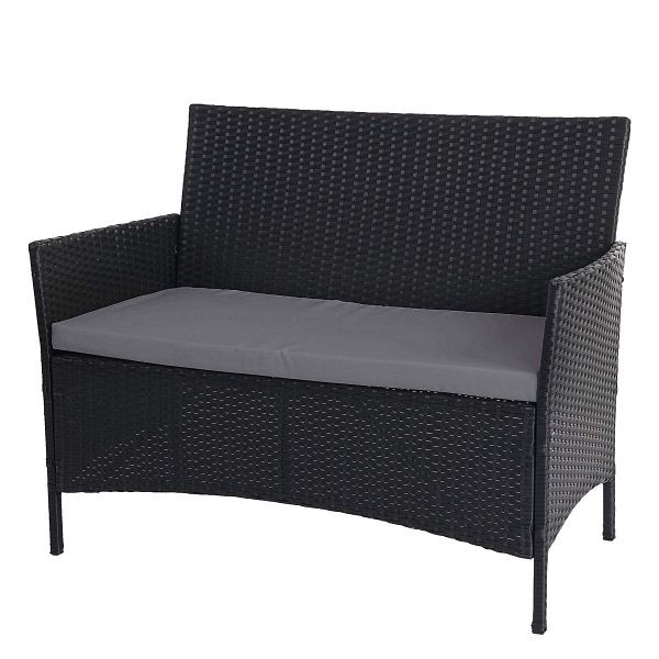 Mendler Halden poly rotan tuinbank, bank, antraciet, kussens antraciet, 64280