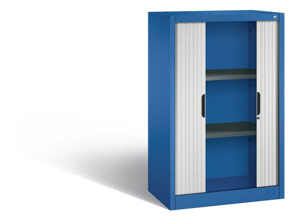 C+P dressoir met rolluik Omnispace, H1230xB800xD420mm, kleur: gentiaanblauw/lichtgrijs, verzonken greep, 3 niveaus, 3231-00 S10143