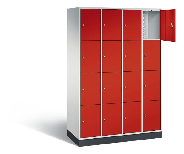 C+P lockerkast Intro, H1950xB1220xD490mm, kleur: lichtgrijs / vuurrood, 8470-401 S10025