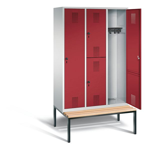 C+P cijferslot Evolo, H2090xB1200xD815mm, kleur: lichtgrijs/robijnrood, 48650-32 S10013