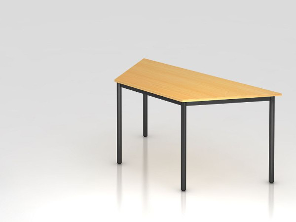 Hammerbacher trapeziumtafel rond onderstel 160x69cm beuken/zwart, trapeziumvorm, VDRTR/6/D
