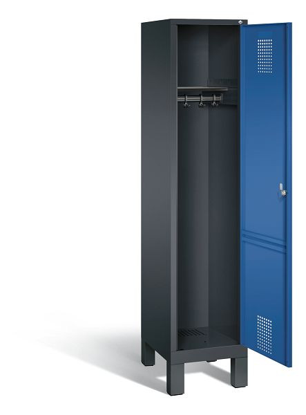 C+P garderobe Evolo, H1850xW420xD500mm, kleur: zwartgrijs / gentiaanblauw, 48010-12 S10080