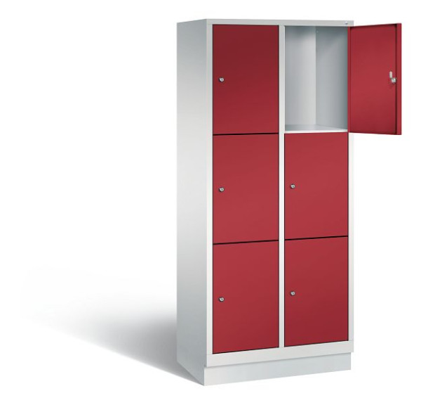 C+P lockerkast Evolo, H1800xW810xD500mm, kleur: lichtgrijs/robijnrood, 48020-223 S10000