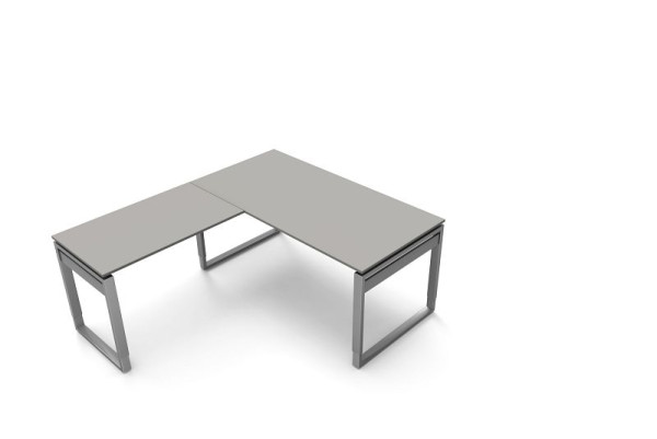 Kerkmann bureau B 1600 x D 800 x H 680-820 mm met aanschuiftafel, vorm 5, kleur: grafiet, 11404312