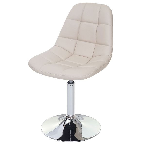 Mendler eetkamerstoel HWC-A60, bureaustoel, retro jaren 50 design, kunstleer creme, chromen onderstel, 74858
