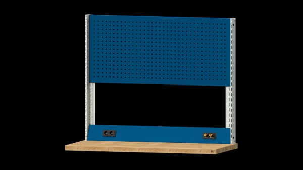 ANKE werkbanken basisstructuur systeemopbouw, 1480 x 107 x 1200 mm, RAL 7035/5010, dubbele mof en dubbele perslucht met snelkoppelingen, 340.361