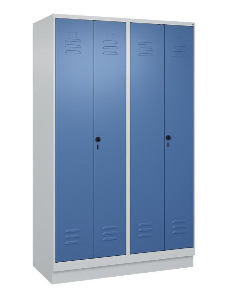 C+P Umkleidespind Classic PLUS SW, Sockel, 4 Abteile, 1950x1200x500mm, 7035/5023, Drehriegel, 080022-40 S10005