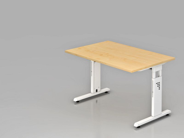 Hammerbacher bureau C-poot 120x80cm esdoorn/wit, werkhoogte 65-85 cm, VOS12/3/W