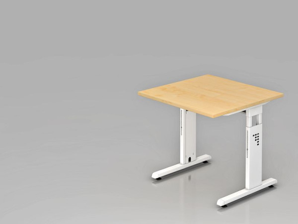 Hammerbacher bureau C-poot 80x80cm esdoorn/wit, werkhoogte 65-85 cm, VOS08/3/W