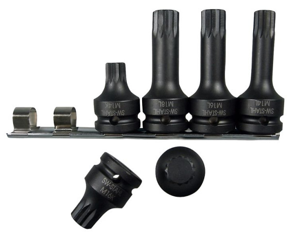 SW-Stahl IMPACT schroevendraaierinzetstukken, 1/2", interne spline, M14-M18, 6-delig, 10195L