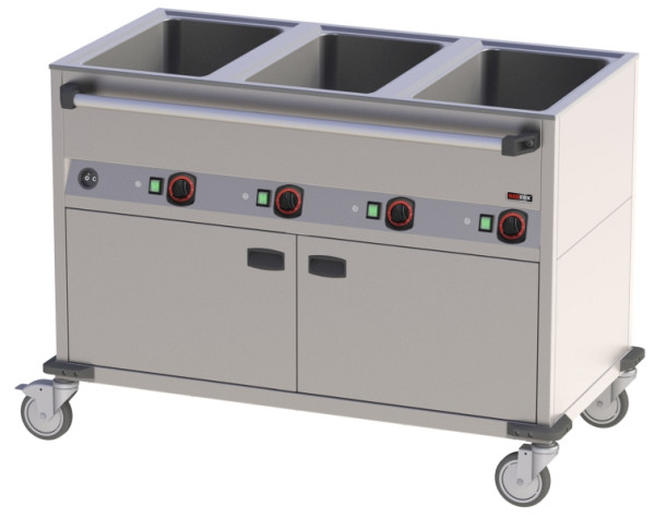 A&S Gastro Bain-Marie wagen verrijdbaar 3x GN 1/1, 1250x700x900 mm, 230 V 3,6 kW, BMPD 3120 CSH