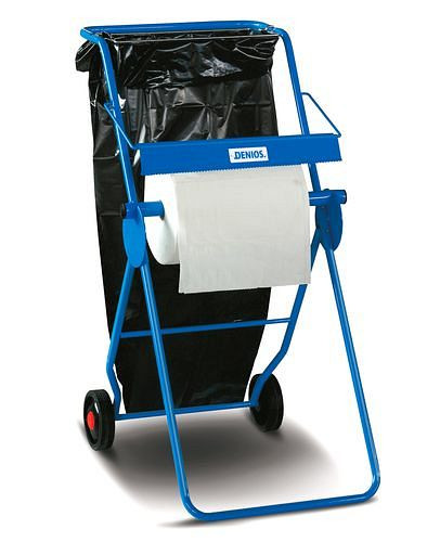 DENIOS afrolstandaard, smal, voor rollen tot 40 cm breed, met houder voor afvalzakken, 116-578