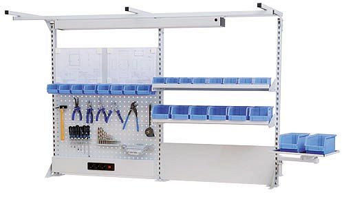 Bedrunka + Hirth meerwandig bouwbreedte 2000 met bovenframe, 1x energiekanaal, 2x geperforeerde wand, 2x magneetwand, 2x legplank, 2000 x 750 x 1250 mm, 03.900.23