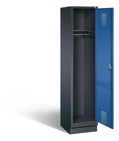 C+P Evolo kleerkast, H1800xB420xD500mm, kleur: zwartgrijs / gentiaanblauw, 48020-12 S10133