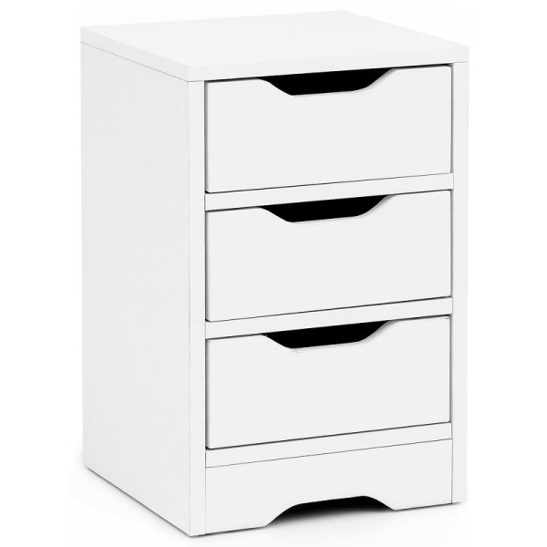 Wohnling nachtconsole 31x49x31 cm wit mat met 3 lades, WL5.704