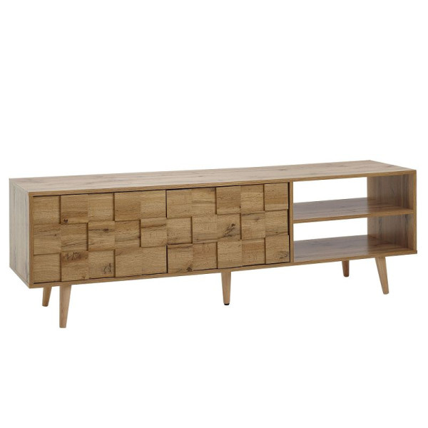 Wohnling lowboard hout eiken decor 160x51x40 cm TV ladekast met twee deuren, design TV-kast hoog, TV-tafel TV-kast modern, WL6.578