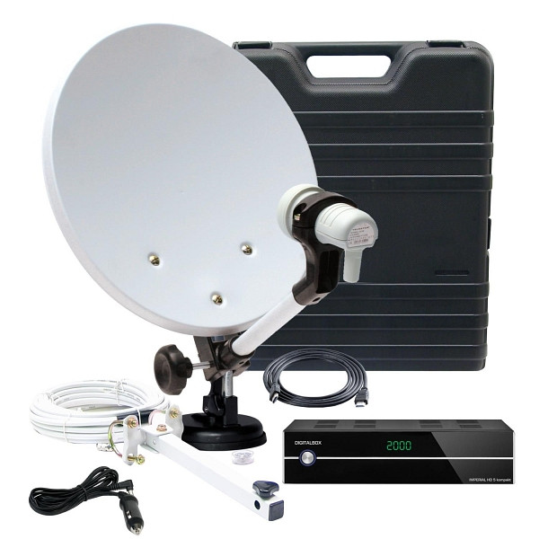 TELESTAR campingsatellietsysteem in koffer met enkele LNB en IMPERIAL HD 5 compacte DVB-S ontvanger, 5103325