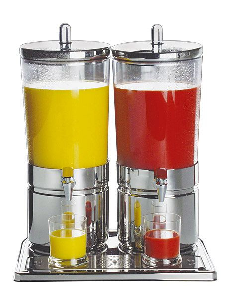 APS sapdispenser DUO -TOP FRESH-, 42 x 32 cm, hoogte: 52 cm, RVS 18/8, SAN, 1 koelelement per bodem, 1 koelelement per deksel, 10720
