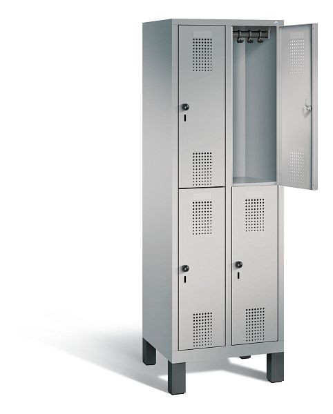 C+P locker dubbeldekker Evolo, H1850xB610xD500mm, kleur: wit aluminium, 48310-20 S10053