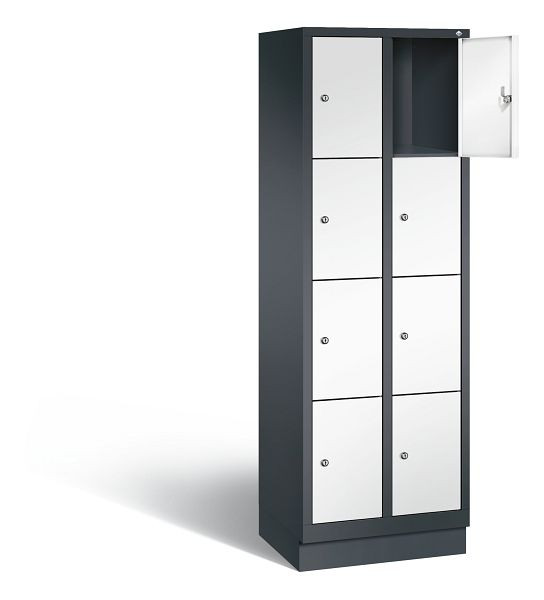 C+P lockerkast Evolo, H1800xB610xD500mm, kleur: zwartgrijs / verkeerswit, 48020-204 S10224