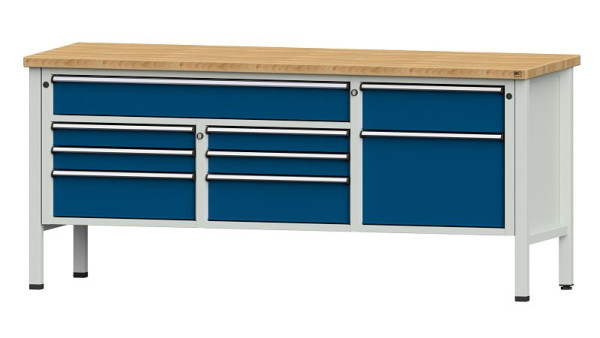 ANKE werkbanken kistwerkbank, model 282 V, 2000 x 700 x 890 mm, RAL 7035/5010, BMP 40 mm, 304.533