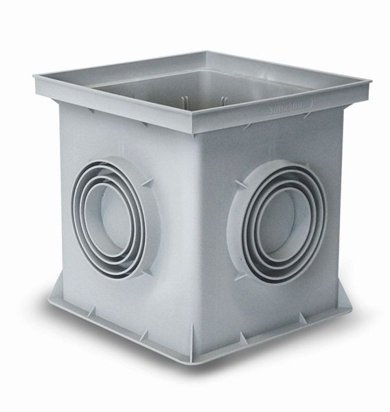Marley inlaatschacht zonder bodem 300 x 300 mm, hoogte 200 mm, leidingaansluiting DN 75-110, 532684