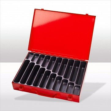 ADB gereedschapskofferset met 20 vakken, buitenafmetingen koffer LxBxH: 33,5x24x5 cm, kleur: rood, RAL 3020, 88622