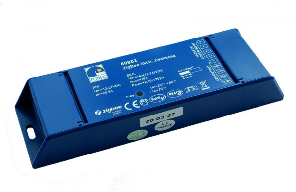 rutec Projekt ZigBee actuator 240W / 12V 480W / 24V tweekleurige ZigBee actuator 2x2 kanalen, PHZ902