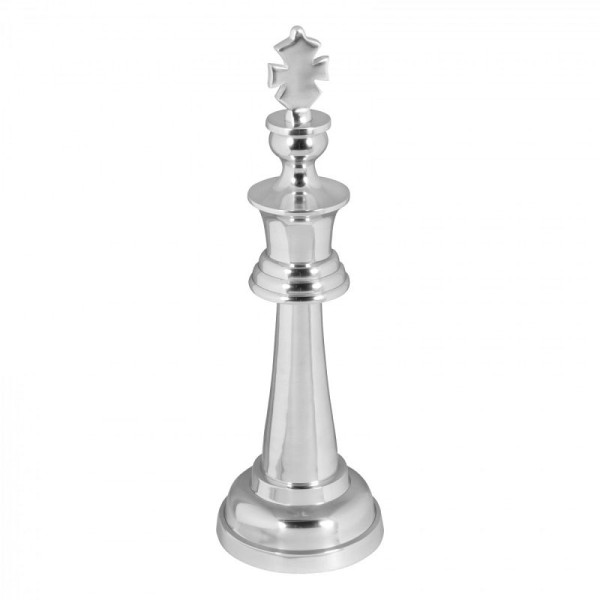 Wohnling decoratief schaakstuk KÖNIG aluminium decoratie gepolijst 70 cm decoratief figuur standbeeld sculptuur groot aluminium enkel modern XXL, WL1.880