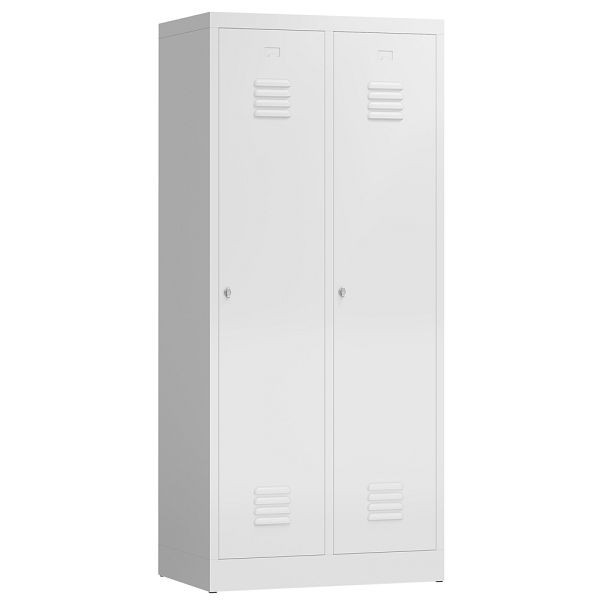 Lüllmann ClassiX kledingkast, 2 compartimenten met zwart-wit scheiding, 1800 x 800 x 500 mm, signaalwit, X-515127
