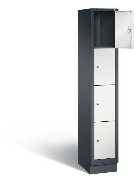 C+P lockerkast Evolo, H1800xB320xD500mm, kleur: zwartgrijs/lichtgrijs, 48020-104 S10075