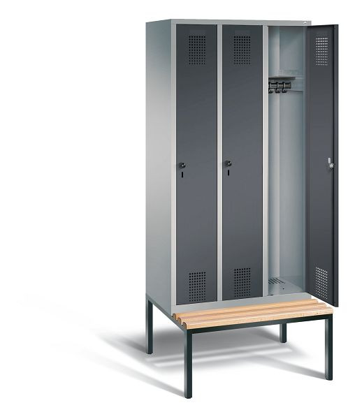 C+P garderobe Evolo, H2090xW900xD815mm, kleur: wit aluminium / antracietgrijs, 48050-30 S10590