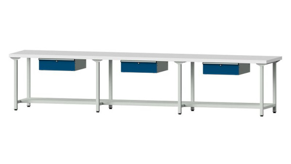 ANKE werkbanken werktafel, model 203, 4050 x 800 x 850 mm, RAL 7035/5010, KSP 50 mm, 401.538