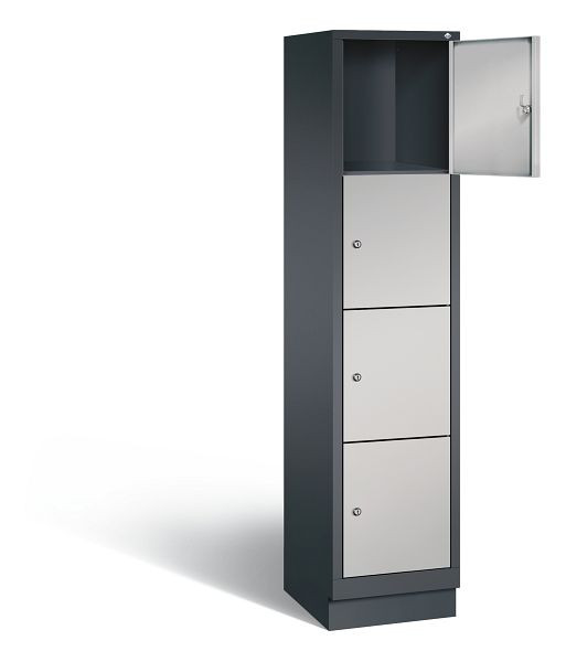 C+P lockerkast Evolo, H1800xB420xD500mm, kleur: zwart-grijs/wit aluminium, 48020-124 S10076