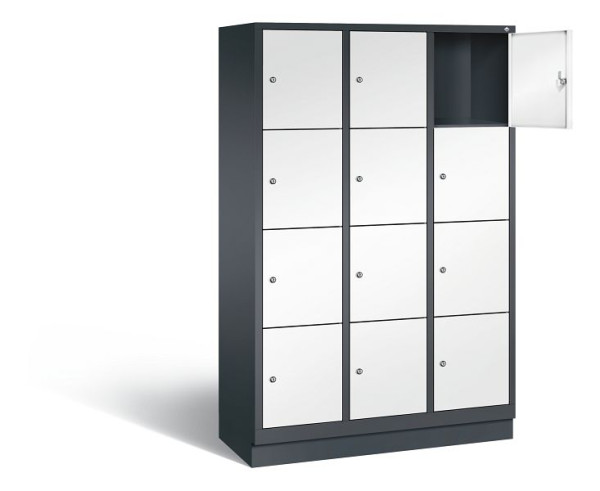 C+P lockerkast Evolo, H1800xB1200xD500mm, kleur: zwartgrijs / verkeerswit, 48020-324 S10229