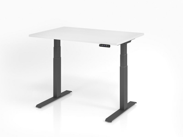 Hammerbacher bureau XDKB12, 120 x 80 cm, blad: wit, 25 mm dik, ABS dikke rand, rechthoekige vorm, grafiet, VXDKB12/W/G