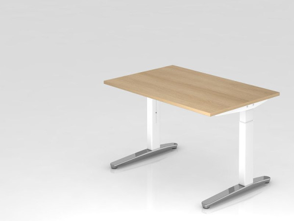 Hammerbacher bureau C-poot 120x80cm eiken/wit, gepolijst, rechthoekige vorm, VXB12/E/WC