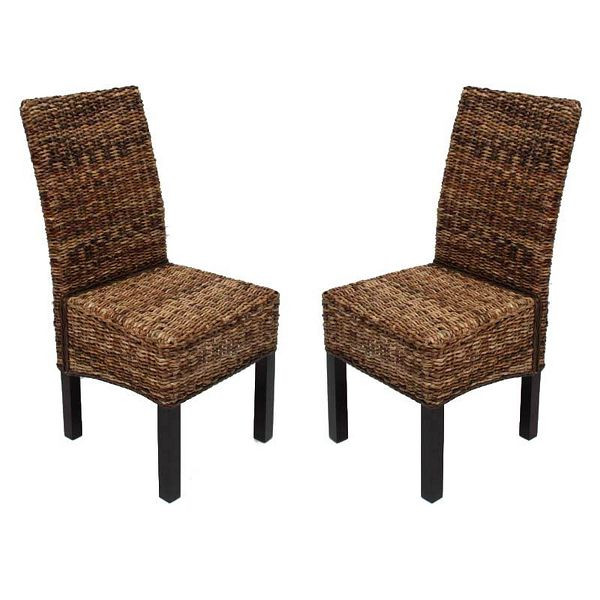 Mendler set van 2 eetkamerstoelen rieten stoel M69 stoel BALI banana weave, donker, zonder kussens, 14871