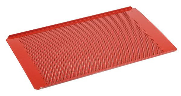 APS GN 1/1 bakplaat, 53 x 32,5 cm, hoogte: 1 cm, aluminium, siliconen gecoat, geperforeerd Ø 3 mm, materiaaldikte 1,5 mm, 88285