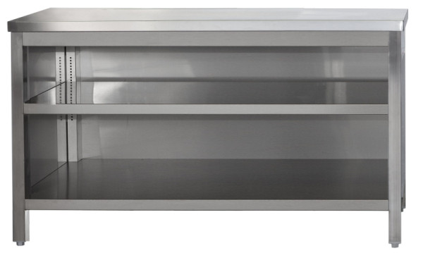 A&S Gastro RVS werkkast open met in hoogte verstelbaar tussenblad, diepte 600mm, AISI 304, 2900 x 600 x 850 mm, ARSO296