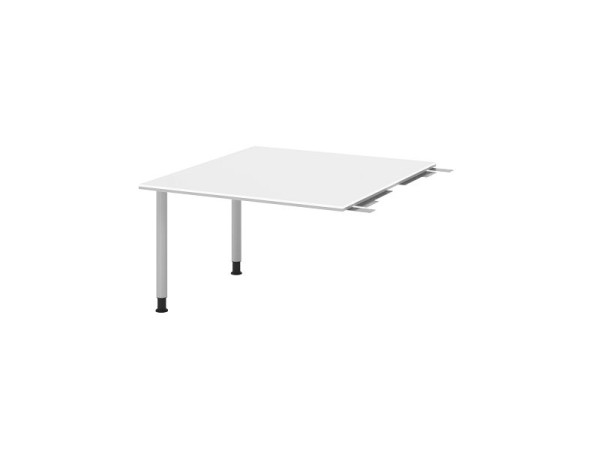 Hammerbacher tussenplaat VKT, kleur tafelblad: wit, plaat: 1200 x 1300 x 25 mm, ronde buisvoet zilver, werkhoogte: 720 - 740 mm, VKT12C/W/S