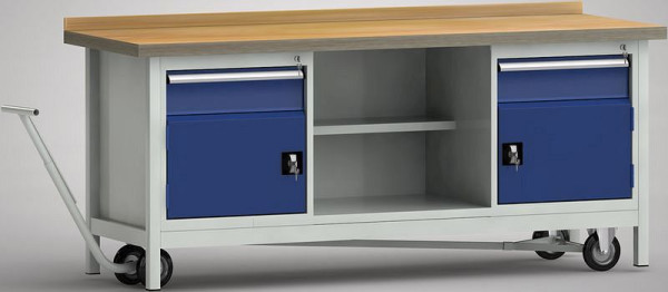 KLW professionele werkbank, verrijdbaar 2000 x 700 x 845 mm L x D x H, WP737N-2000M45-E2000