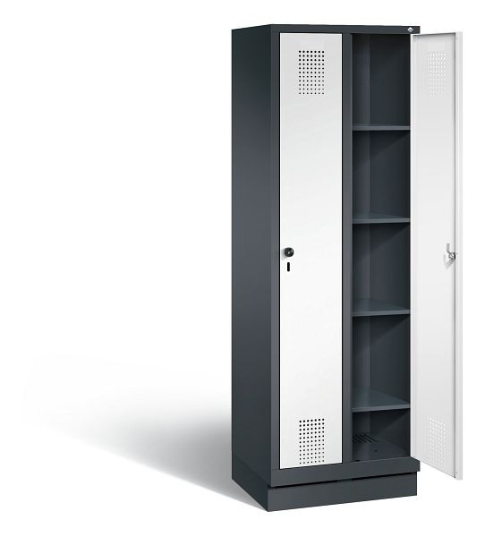 C+P washok Evolo, H1800xB610xD500mm, kleur: zwartgrijs / verkeerswit, 48020-20B S10027