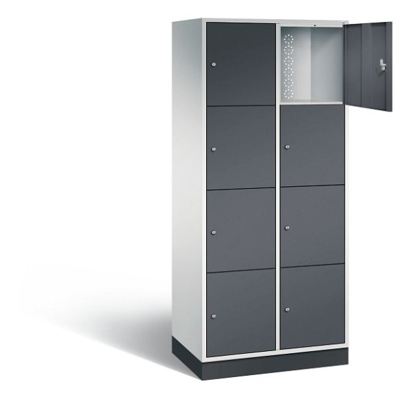C+P XL lockerkast Intro, H1950xW820xD490mm, kleur: lichtgrijs / zwartgrijs, 8470-202 S10075