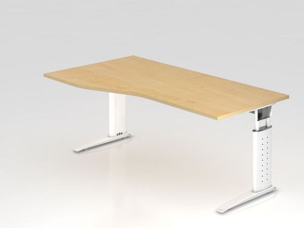 Hammerbacher bureau C-poot 180x100/80cm esdoorn/wit, werkhoogte 68-86 cm verstelbaar, VUS18/3/W