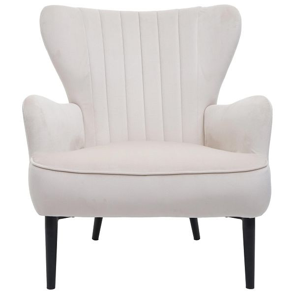 Mendler loungestoel HWC-K37, cocktailstoel, gestoffeerde stoel, fluweel, crème-beige, 89739