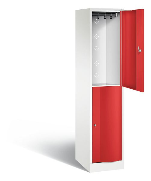 C+P locker dubbellaags Resisto, H1950xB396xD540mm, kleur: verkeerswit / vuurrood, 8270-172 S10071